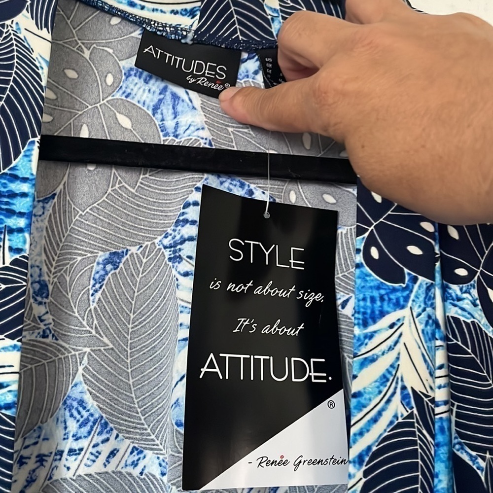 Attitudes by Renee Blue Printed Jersey Lounge Duster Kimono - Picture 4 of 6